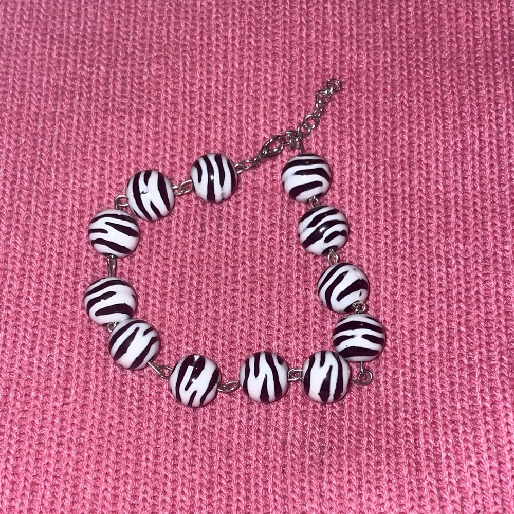 Zebra Print Beaded Bracelet